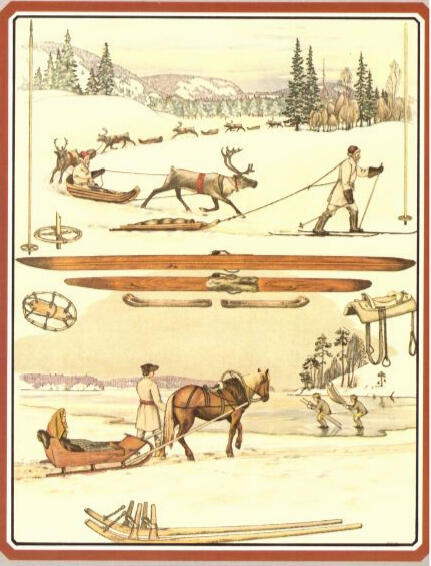 Kust. Oy Otavan koulutaulussa vuodelta 1910 "Maakulkuneuvot" luuluistimet esiintyvät keskellä taulua suksien alapuolella. Järven jäällä kaksi nuorta luistelijaa etenee vinhasti. Toinen käyttää apunaan kahta jääpiikkisauvaa, toinen purjetta.